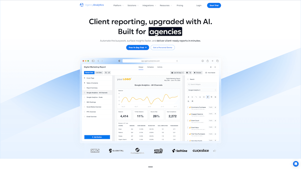 AgencyAnalytics white-label client dashboard