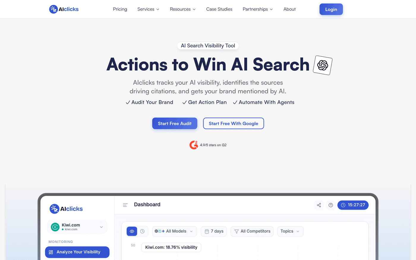AIclicks AEO tracking tool homepage