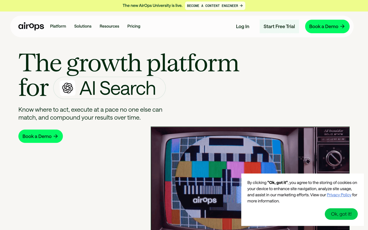 AirOps homepage — AI workflow platform for scaling AEO content operations