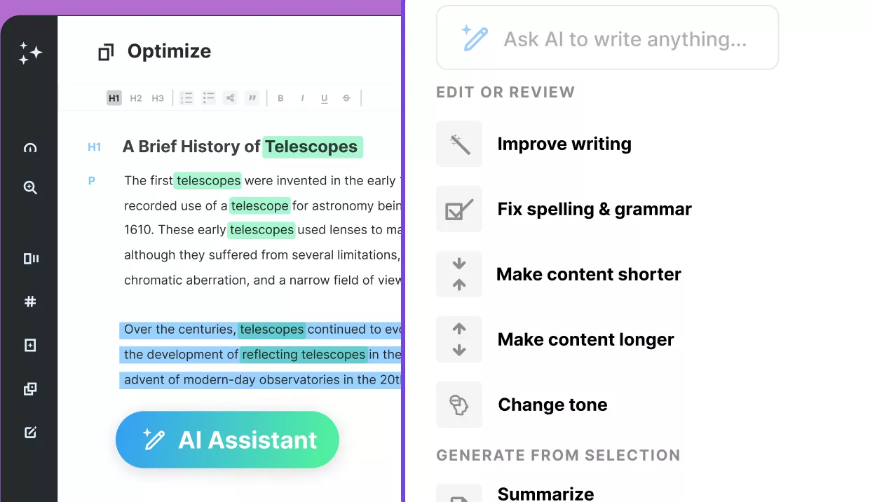 MarketMuse optimize view