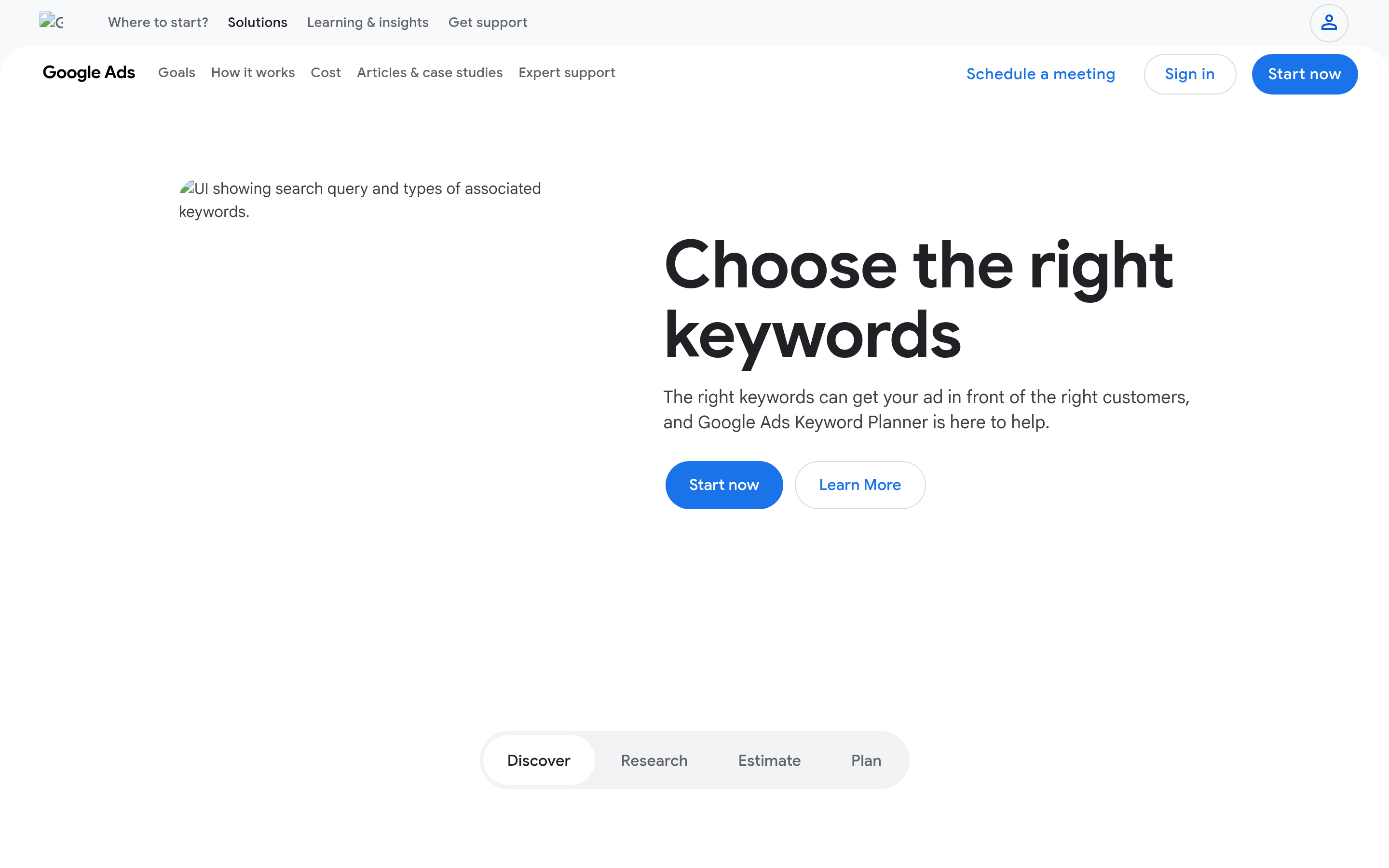 Google Keyword Planner page inside the Google Ads tools hub