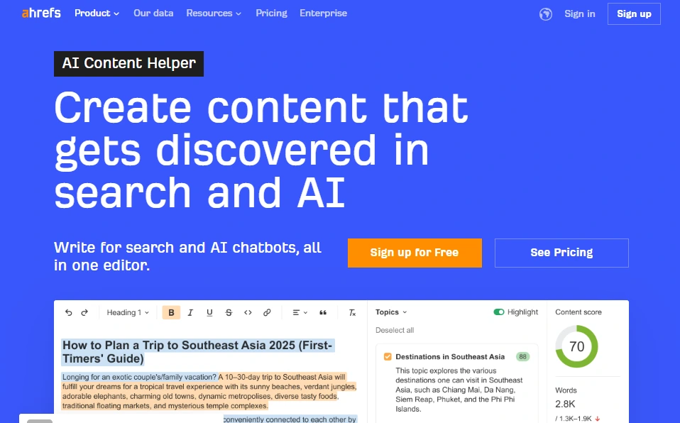 Ahrefs AI Content Helper