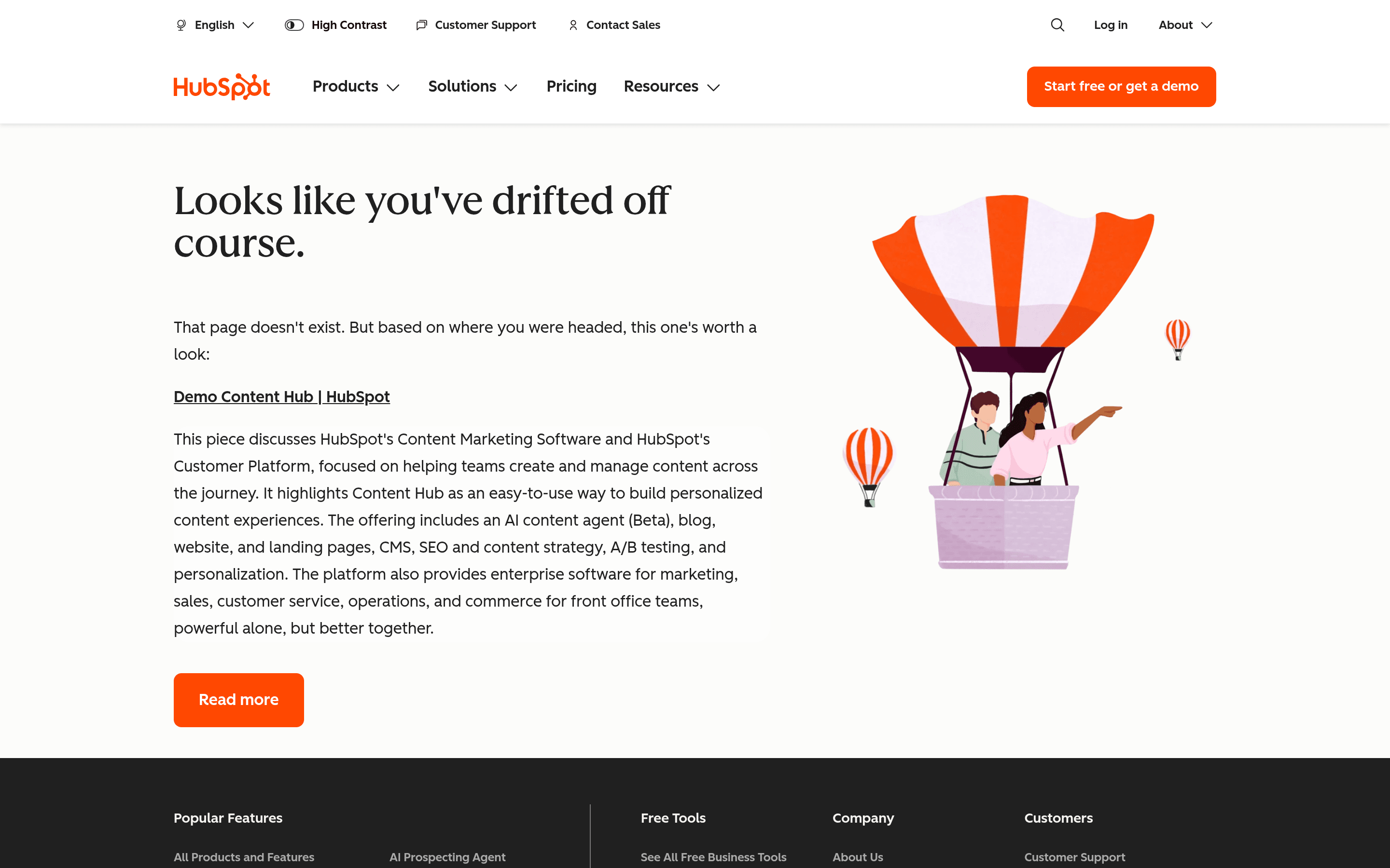 HubSpot AI SEO product page showing AI-era marketing features