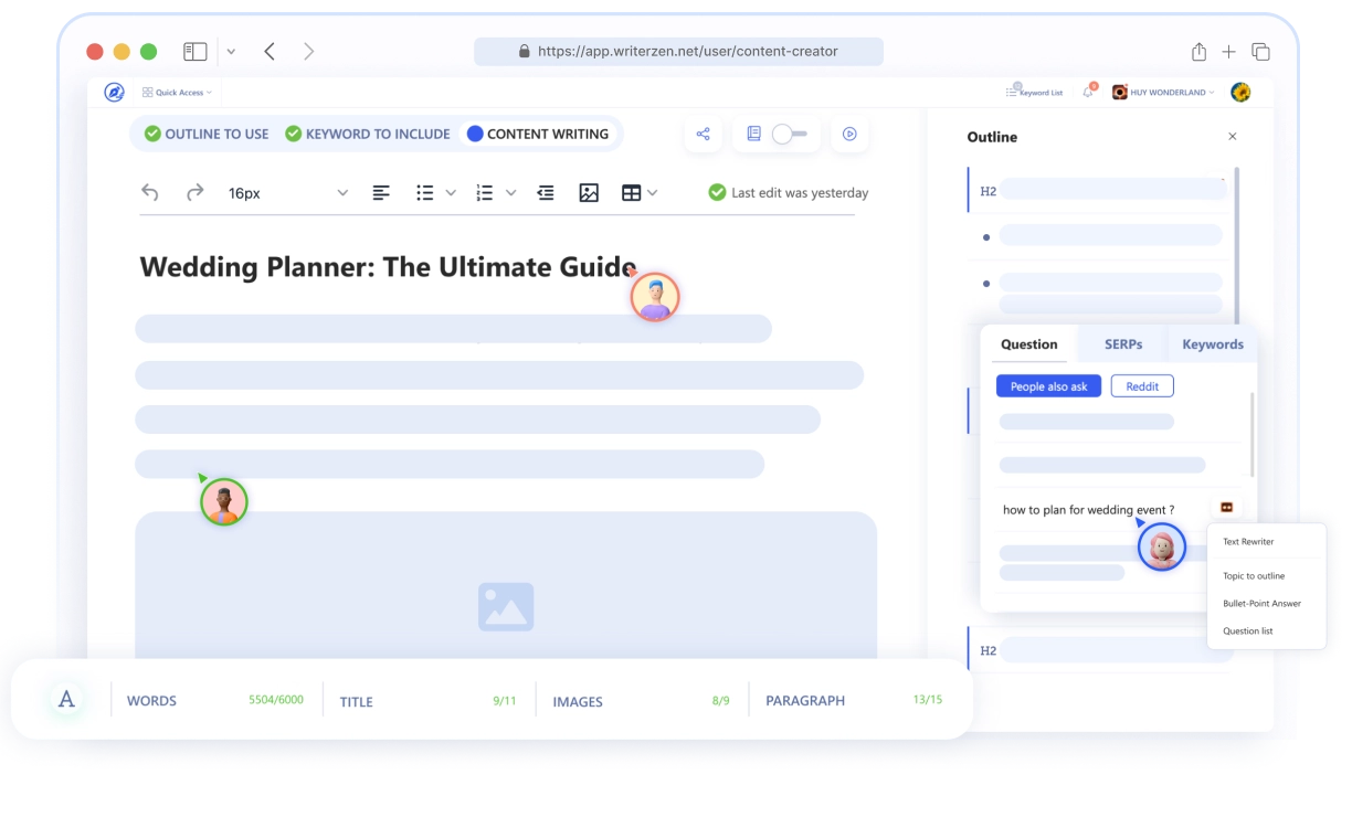 WriterZen research and SERP analysis