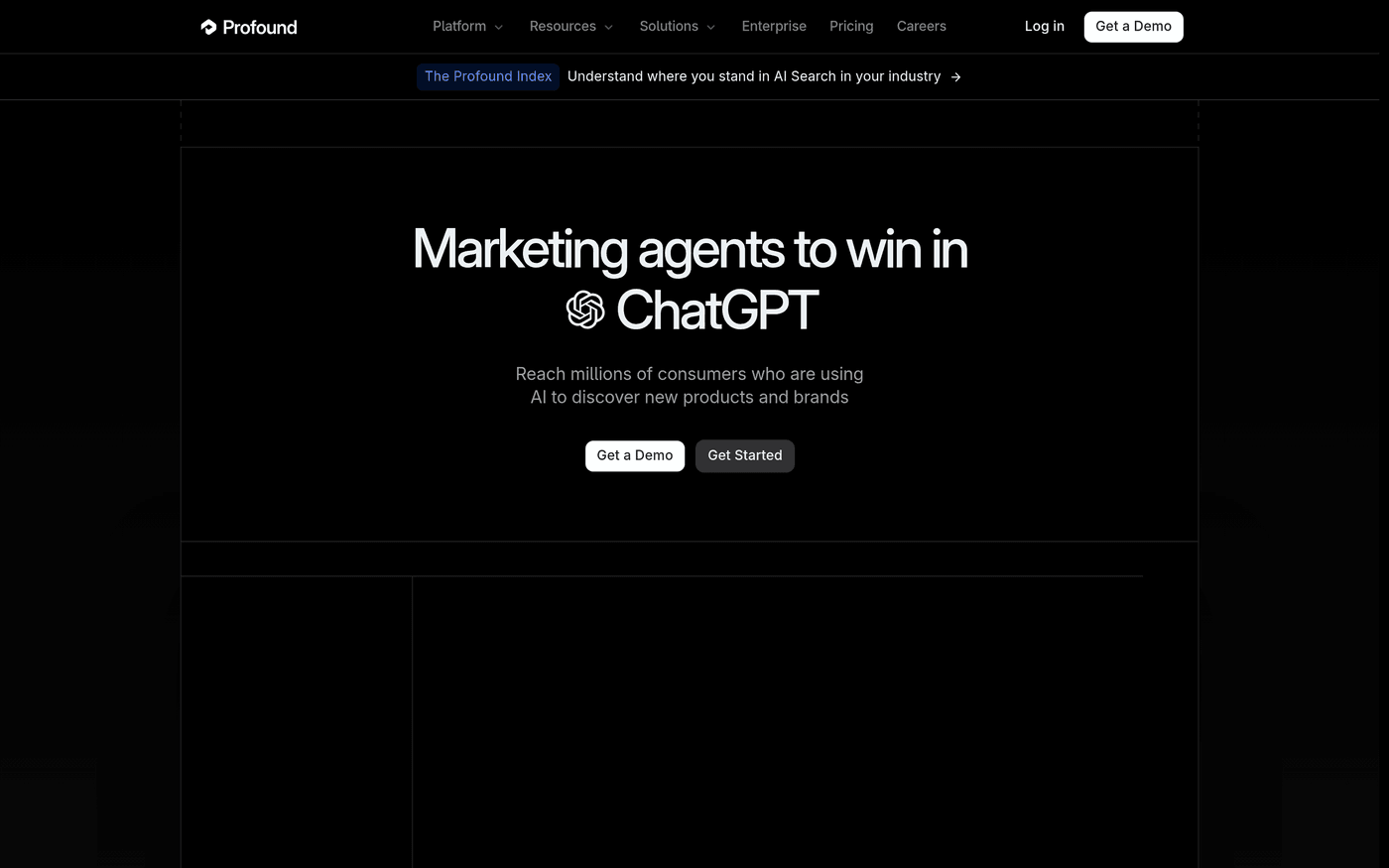 Profound AI homepage — marketing agents to win in ChatGPT and AI search