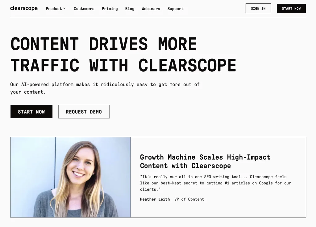 Clearscope dashboard