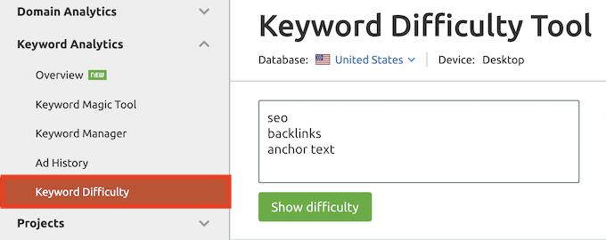 Keyword Difficulty