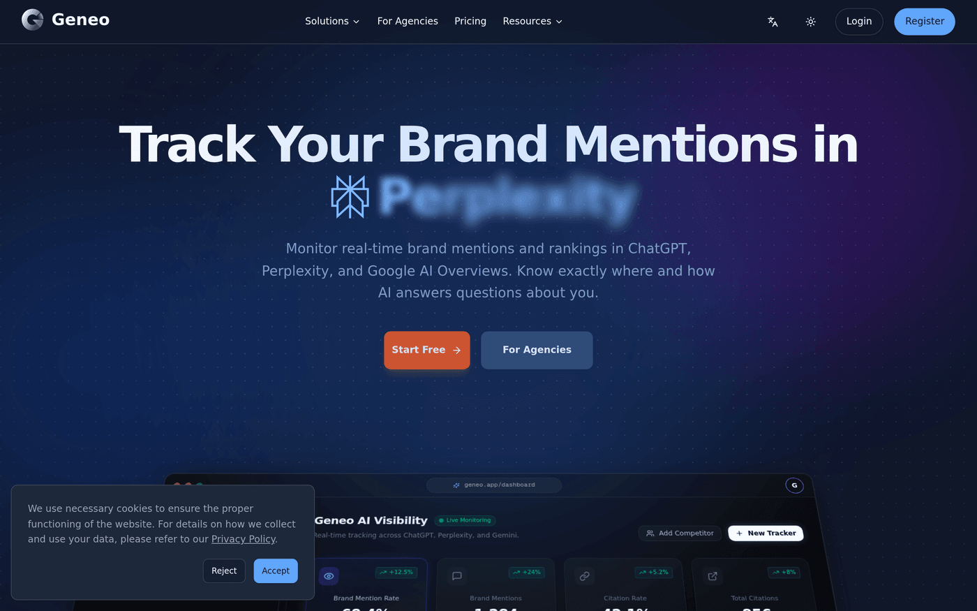 Geneo AI homepage