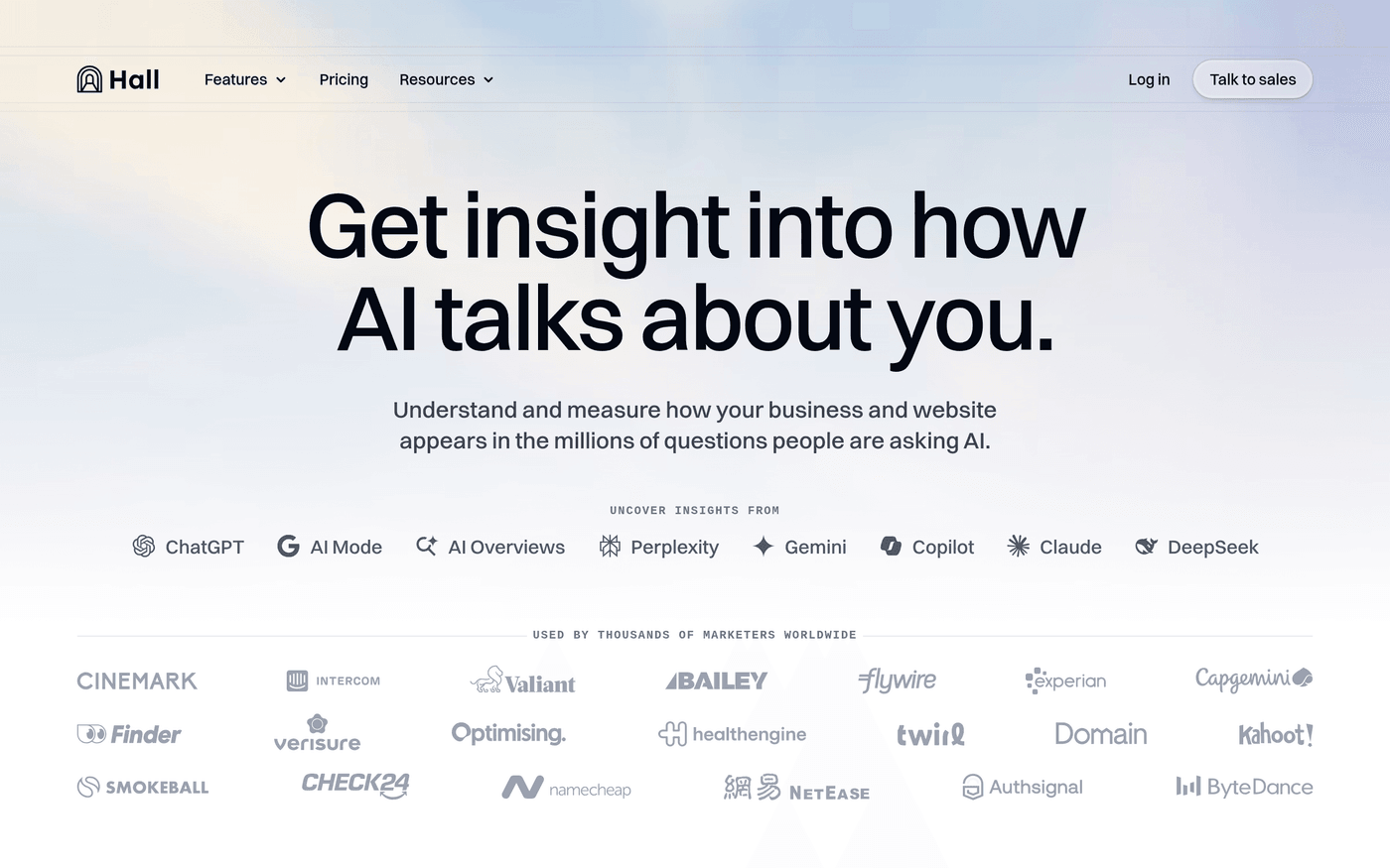 Hall AI homepage