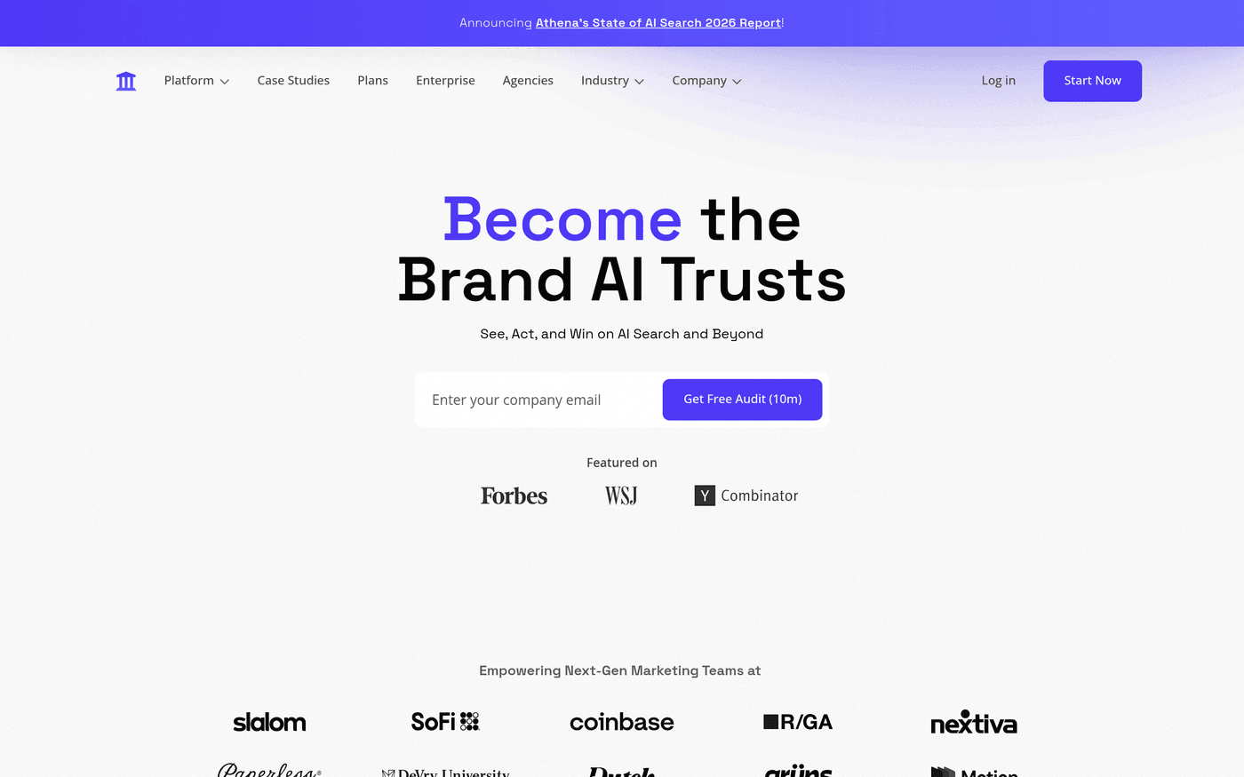 AthenaHQ homepage